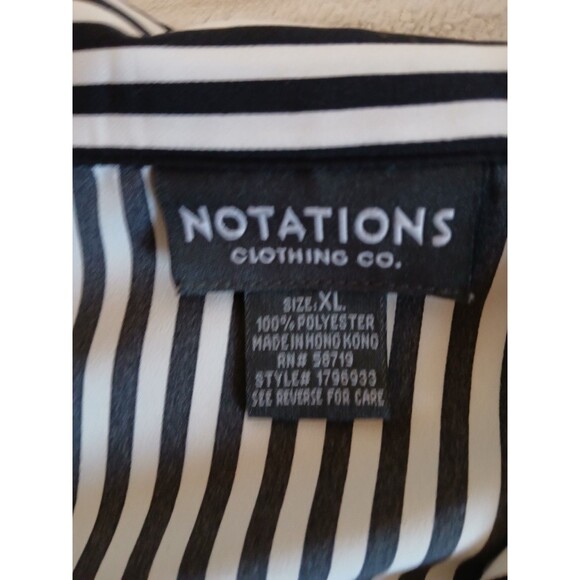 Notations Black White Striped Blouse XL Button Front Long-Sleeve Career Office - Picture 14 of 14